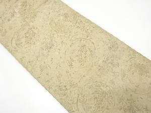 アンティーク　絵皿に花鳥模様織り出し　全通袋帯（材料）